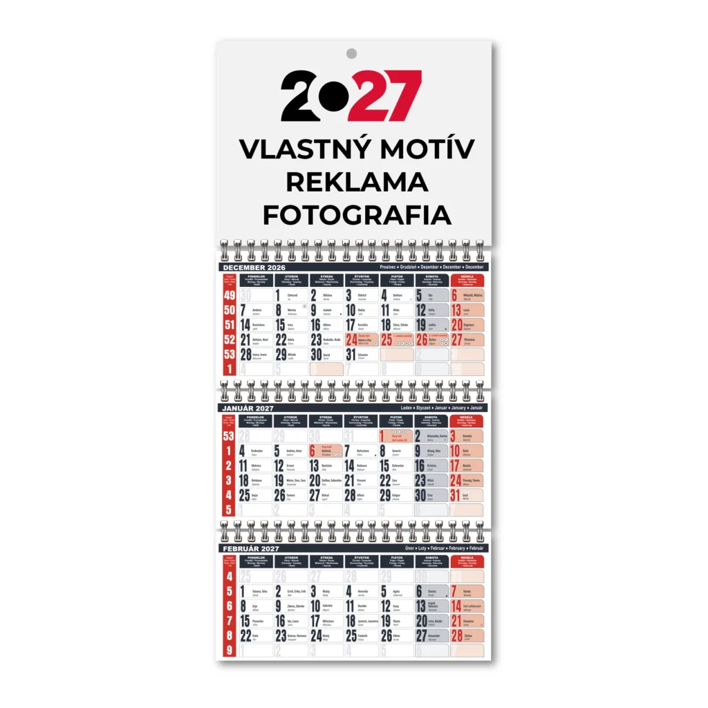 Nástenný kalendár 2027 trojmesačný - vlastný motív