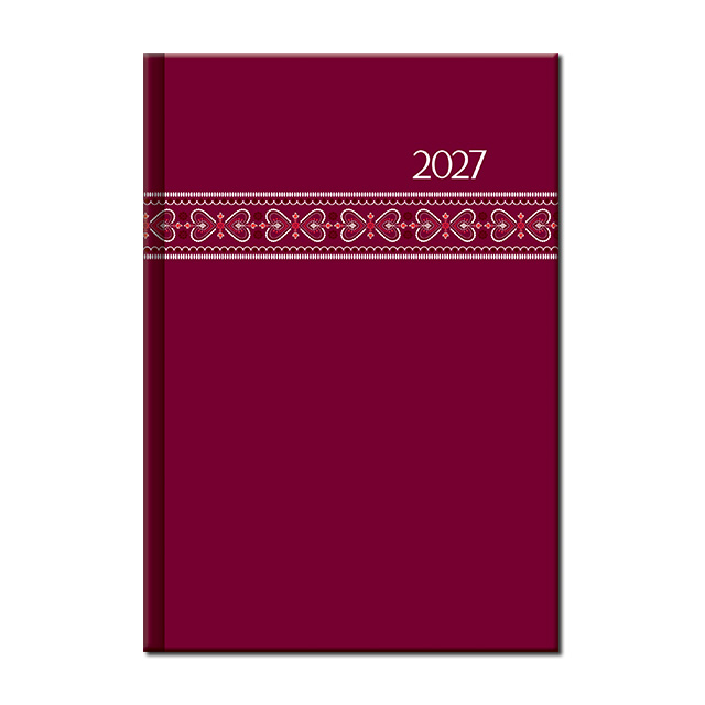 Týždenný diár A5 FOLK červený 2027
